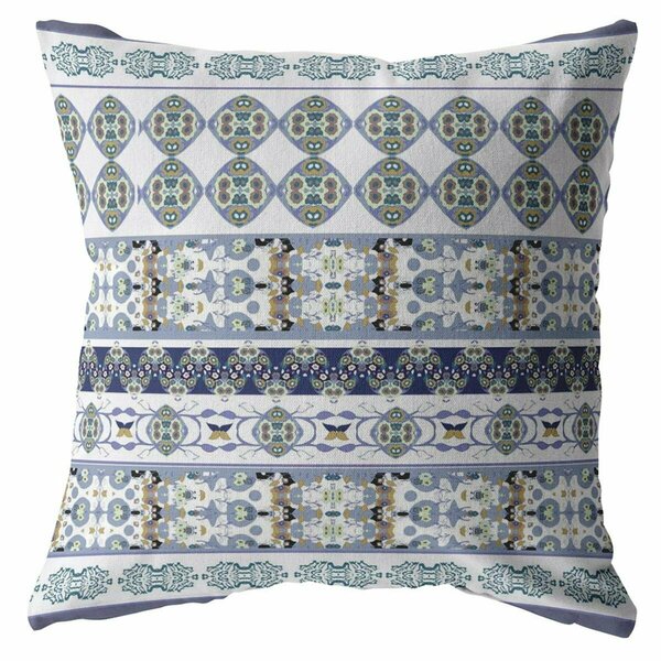 Palacedesigns 18 in. Strips Indoor & Outdoor Throw Pillow Navy Teal & White PA3099484